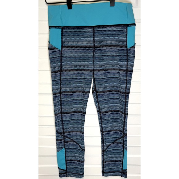 lululemon athletica Pants - Lululemon Speed Up Crop Leggings Size 6 Blue Space Dye Running Yoga Pockets